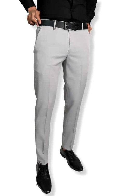 Light grey Formal Trousers™ Stretchable And Wrinkle Free Fabric.