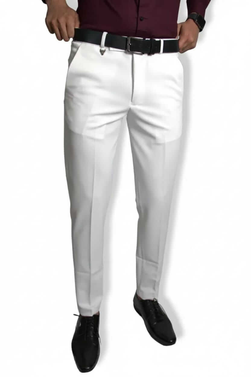 White Formal Trousers™ Stretchable And Wrinkle Free Fabric.