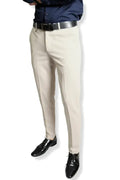 Cream color Formal Trousers™ Stretchable And Wrinkle Free Fabric.